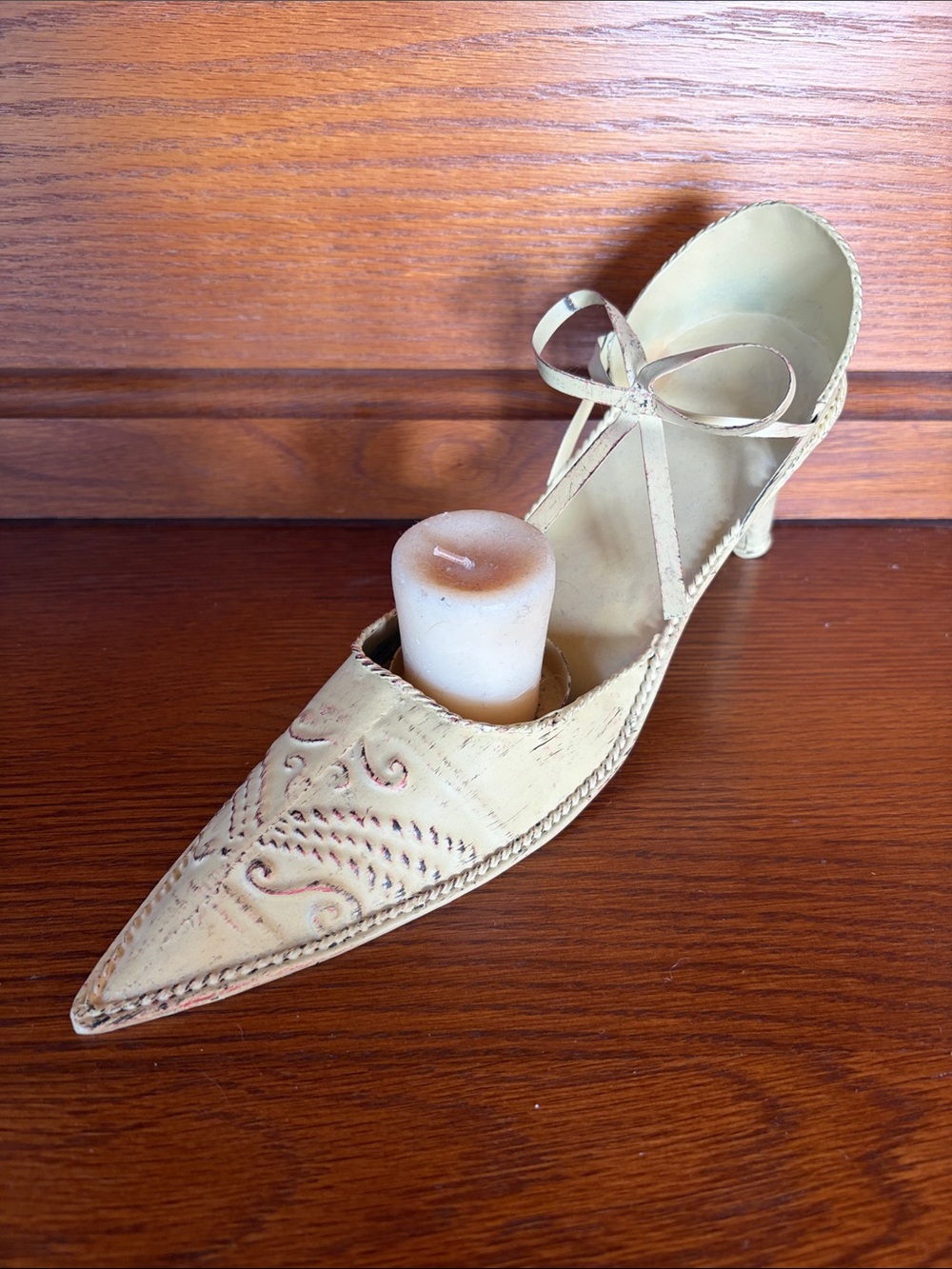 Vintage Metal Shoe Candleholder